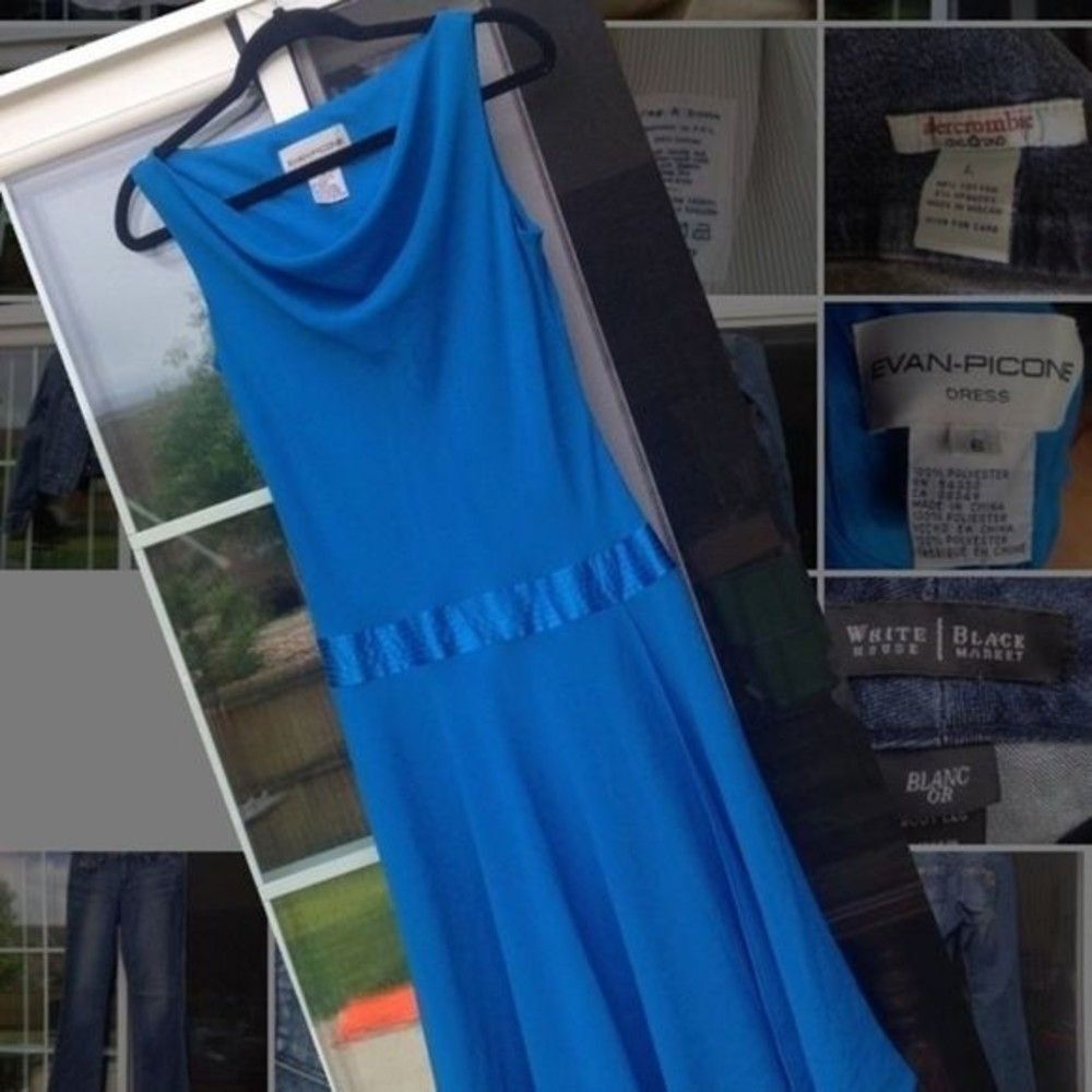 Evan Picone slips on size 6 women's blue symmetrical cocktail dress.